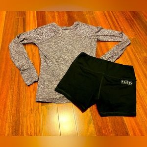 Fleo Lot! Sz M Purple Foundation Long Sleeve + Power High Rise